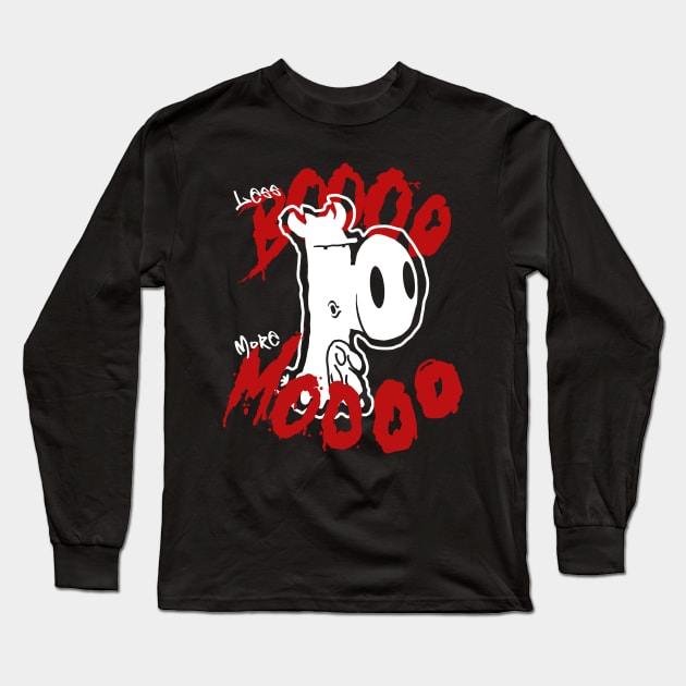 Less Boo More Moo Ghost Cow Halloween Gifts Long Sleeve T-Shirt by Kev Brett Designs